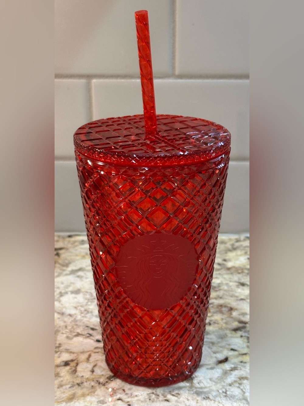 Starbucks Red Textured 16oz Tumbler – Siren Logo Cold Cup NWT